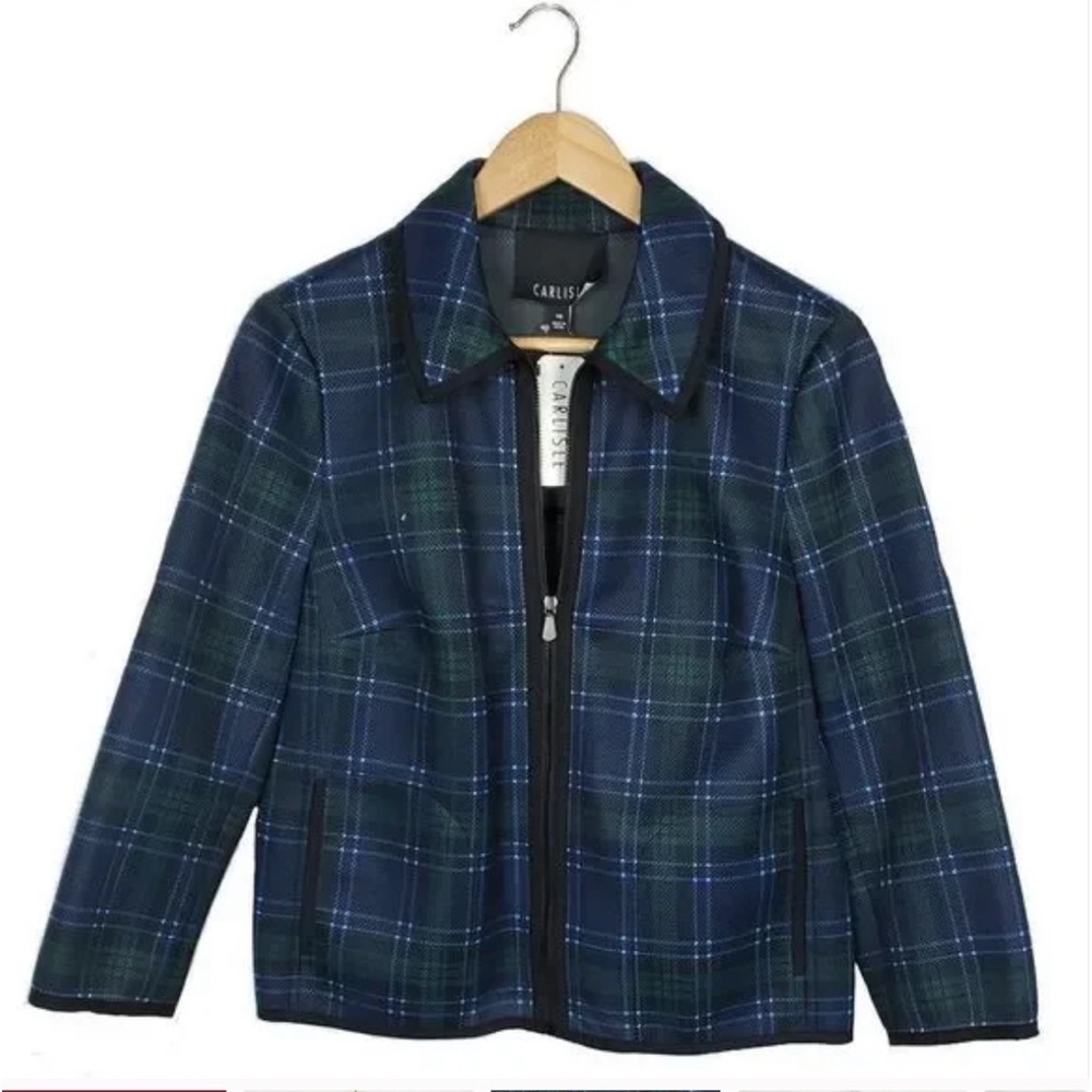 Carlisle Gaelic  tartan plaid zip up, mesh light weight jacket, front pocket.